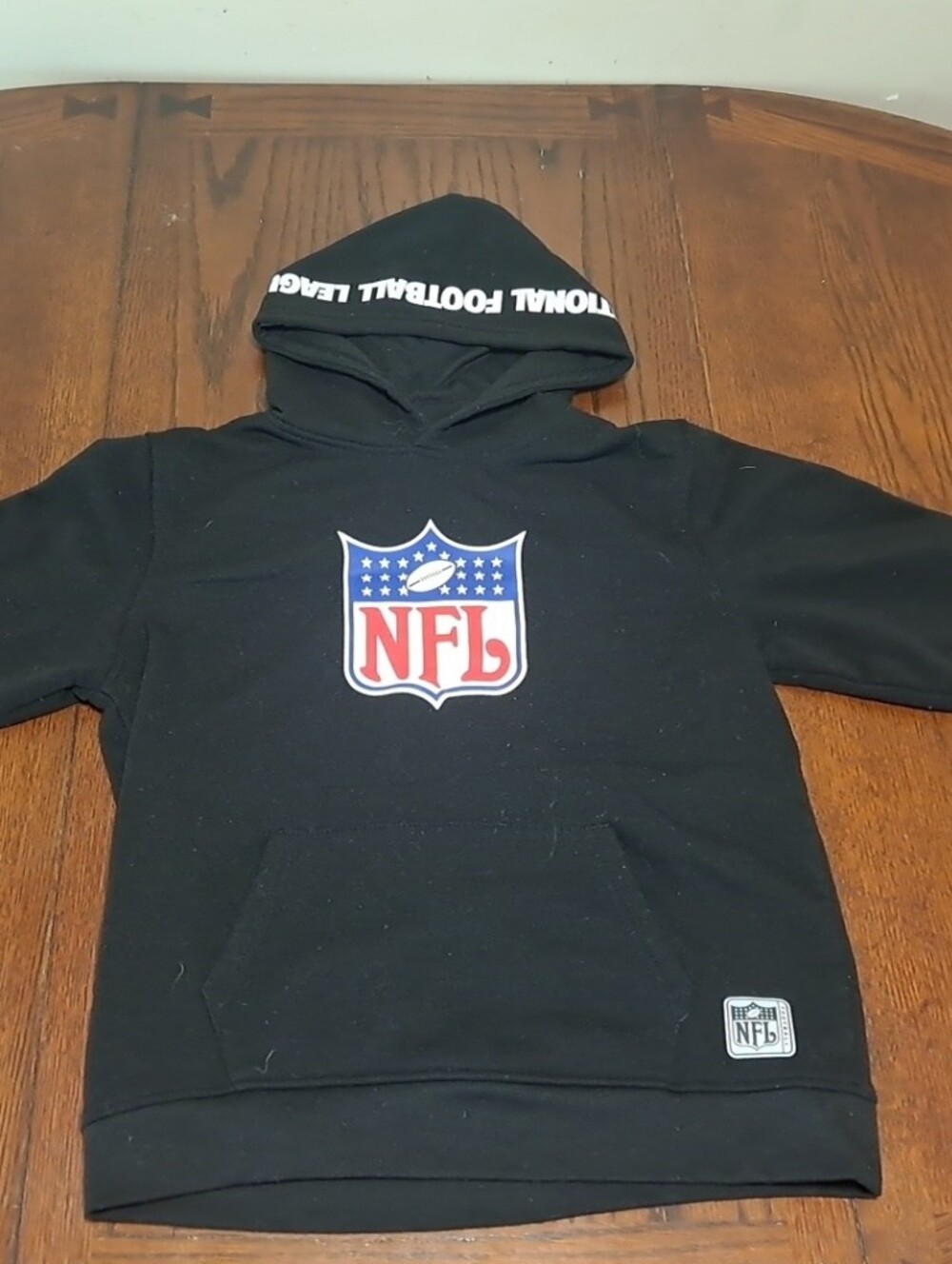 NFL Black Hoodie with Red & Blue Shield Logo